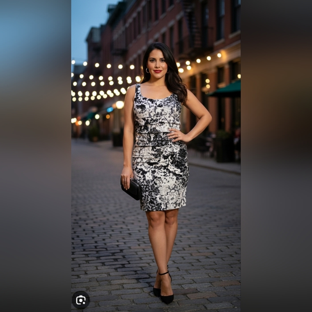 Bisou Bisou Michelle Bohbot Black & White Dress  US Size 16